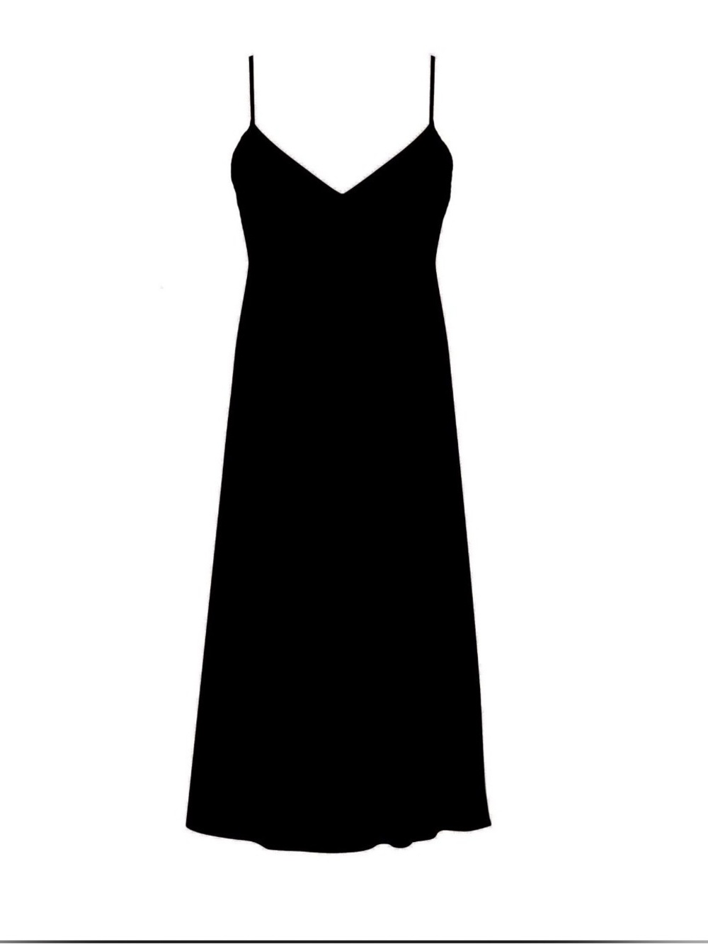 Gold Hawk Noa Silk Slip Dress with V-Neck and Spaghetti Straps - black